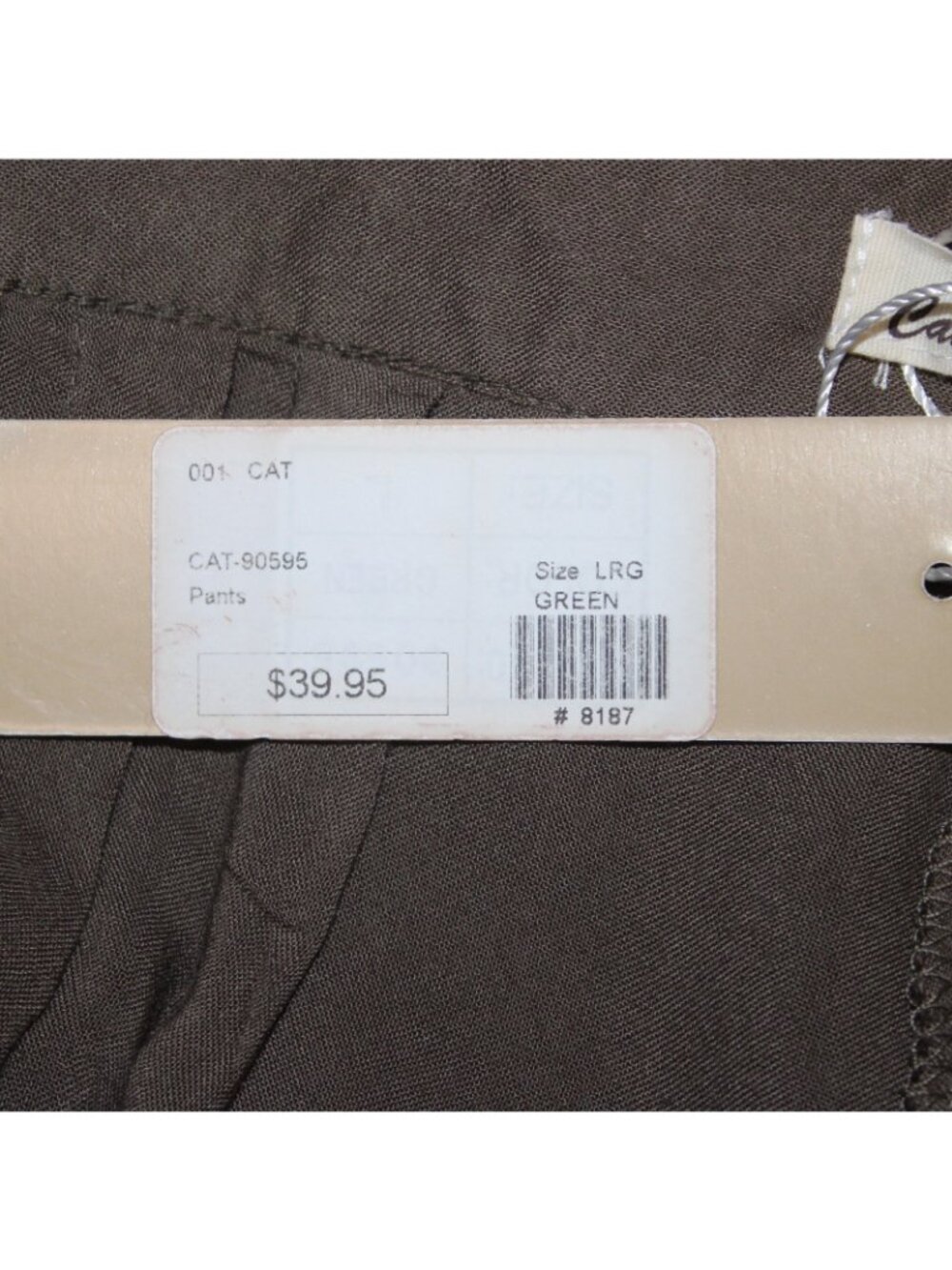 Catwalk Studio Pant $40 Sz L x 31 Moss Green Pleated Sheer Cotton Poly Pant - Picture 7 of 16